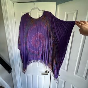 Purple Tie-Dye Sacred Threads Cover Up/Poncho
